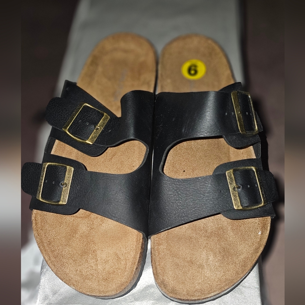 Nautica Black and Tan Sandals with Buckles